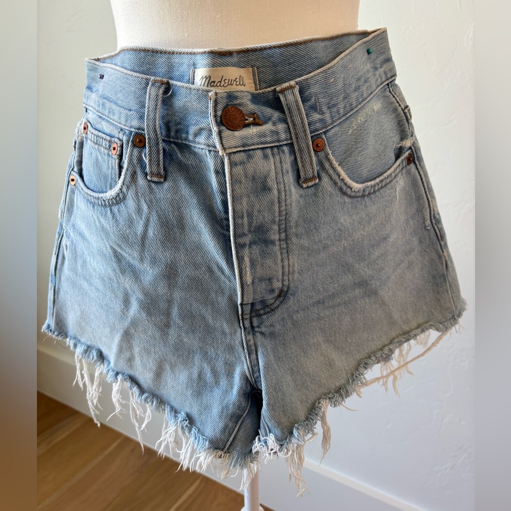 Madewell Light Blue Frayed Hem Jean Shorts